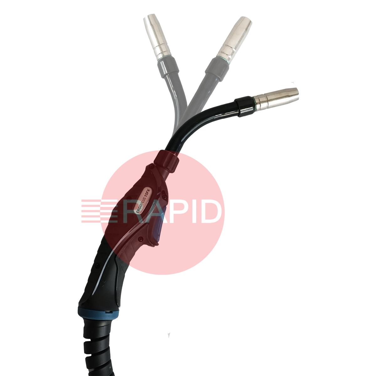 ERGOPLUS15RFLEX  Trafimet ERGOPLUS 15R Flex Neck Air Cooled MIG Torch w/ Euro Connection, 180A CO2, 150A Mixed Gas
